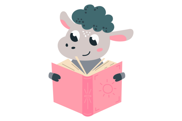 A Cute Sheep Reading Embroidery Design for Real Projects