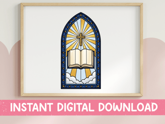 A Stained Glass Bible Cross Window for Embroidery Projects