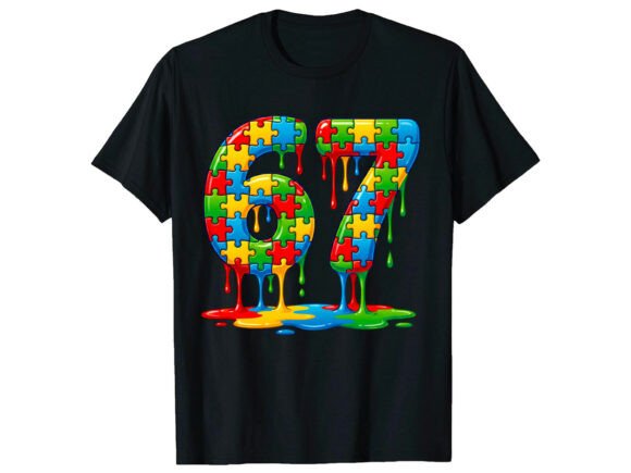 Colorful Drip 67 Puzzle Autism T-Shirt Review