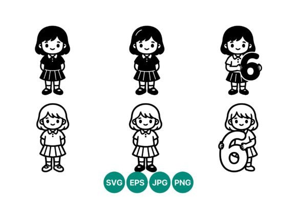 Cute Black White Girl Holding Six Vector Review